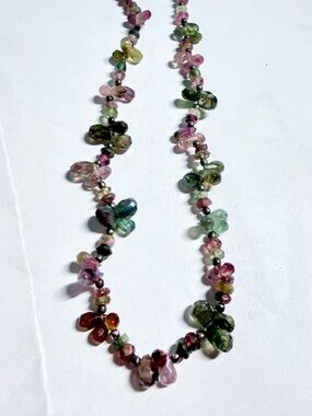 Multi-Color Tourmaline Bead Necklace 16”